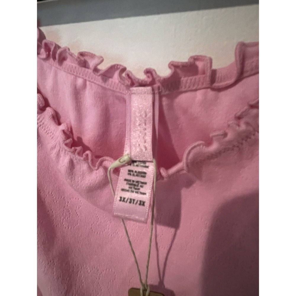 NWT Skims Pointelle Crop Top Bubblegum Pink Logo All Over Print Size 3x - Picture 3 of 7